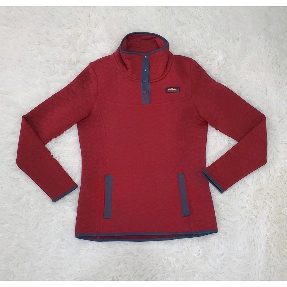 Moosejaw Mountaineering Women's Medium Quilted Snap Pullover Red & Blue Outdoor